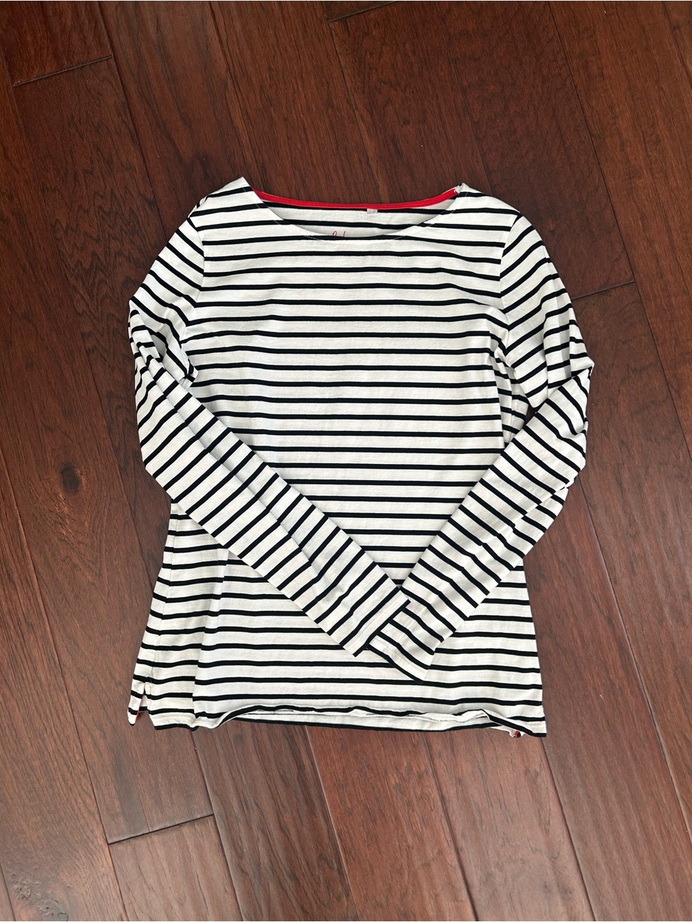 Boden Striped Long-Sleeve Boatneck Top - Black & White